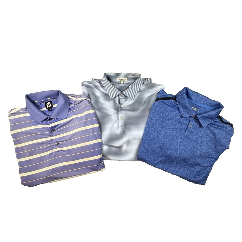 MIXED LOT OF 3‎ Men's L Nike/Footjoy/Peter Millar SS Golf Polos SEE DESCRIPTION
